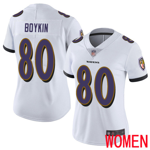 Baltimore Ravens Limited White Women Miles Boykin Road Jersey NFL Football 80 Vapor Untouchable